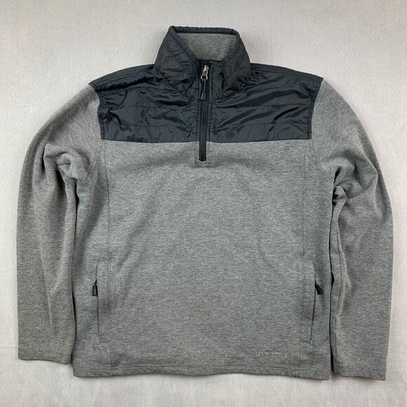 Eddie Bauer Mens Sweater Medium Gray 1/4 Zip Long Sleeve Hybrid Pullover Stretch - Picture 1 of 8